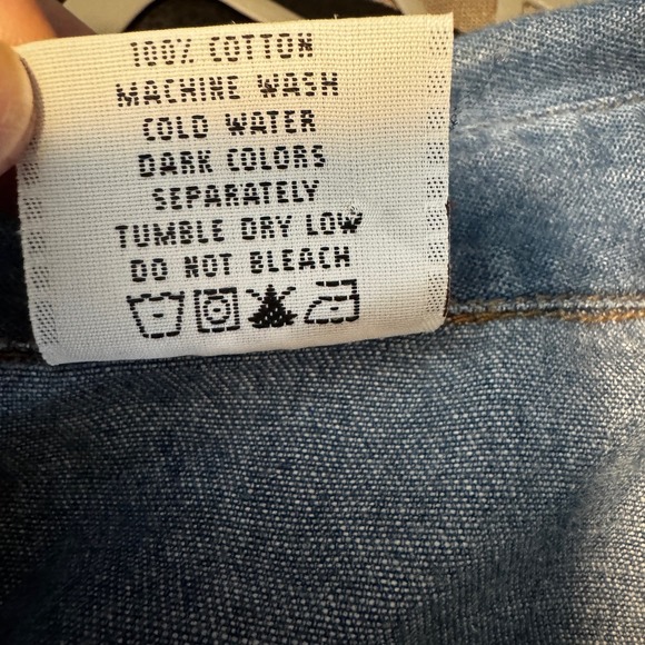 C.M.C Color Me Cotton Chambray Denim Button Front Shirt Women's Large USA Made - Picture 4 of 7